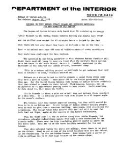 news BUREAU OF INDIAN AFFAIRS. For Release August 15, 1973 Ayres