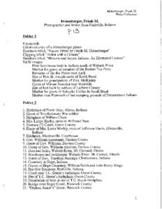 Hohenberger, Frank M. Photo Collection Hohenberger, Frank M. Photographer and Wdter from Nashville, Indiana