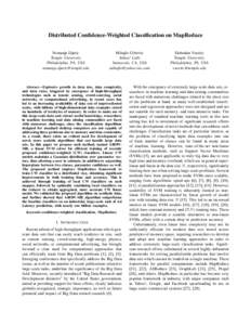 Statistical classification / Distributed computing architecture / MapReduce / Parallel computing / Machine learning / Support vector machine / Linear classifier / Perceptron / Apache Hadoop / Statistics / Computing / Concurrent computing