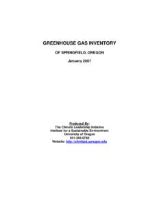 GREENHOUSE GAS INVENTORY FOR SPRINGFIELD, OREGON