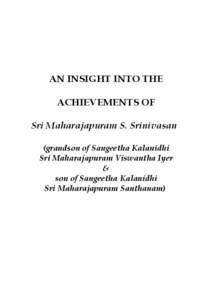 Maharajapuram Viswanatha Iyer / Sangeetha Kalanidhi / Kalaimamani / Rudrapatnam Brothers / Chingleput Ranganathan / Indian classical music / Maharajapuram Santhanam / Carnatic music