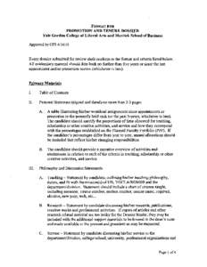 FORMAT FOR  PROMOTION AND TENURE DOSSIER Yale Gordon College of Liberal Arts and Merrick School of Business Approved by UFS[removed]