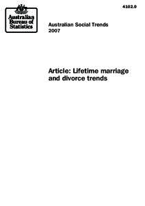 [removed]Australian Social Trends[removed]Article: Lifetime marriage