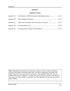 Appendix 5 Appendix 5 Appendix Contents Appendix 5A.  Best Practices for IEP Development and Implementation........................... A5-3