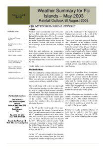 Weather Summary for Fiji Islands – May 2003