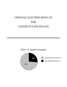 OFFICIAL ELECTION RESULTS FOR UNITED STATES SENATE 2004 U.S. Senate Campaigns