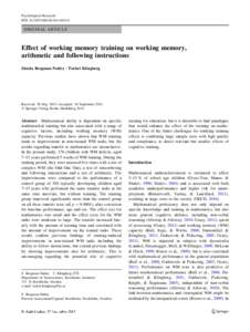 Psychological Research DOIs00426ORIGINAL ARTICLE  Effect of working memory training on working memory,