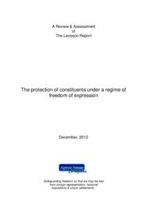 A Review & Assessment of The Leveson Report The protection of constituents under a regime of freedom of expression