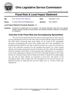 Ohio Legislative Service Commission Shannon Pleiman and other LSC staff Fiscal Note & Local Impact Statement Bill: