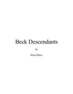 Beck Descendants by Mona Mann Beck Descendants