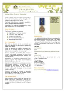 Medal of the Order of Australia fact sheet
