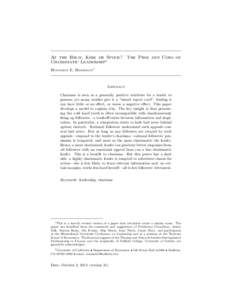 At the Helm, Kirk or Spock? The Pros and Cons of Charismatic Leadership∗ Benjamin E. Hermalin† Abstract Charisma is seen as a generally positive attribute for a leader to