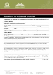 Application to film or photograph in Bold Park