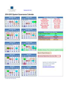 Revised	
  12-­‐3-­‐[removed]System Governance Calendar September 2014 M T W T F S[removed]