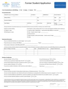 Former Student Application  Admissions and Records 1500 University Drive Billings, MT[removed][removed]