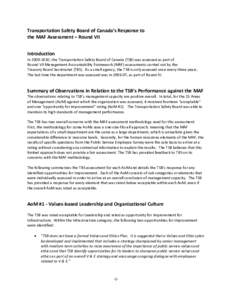 Transportation Safety Board of Canada’s Response to  the MAF Assessment – Round VII       Introduction 