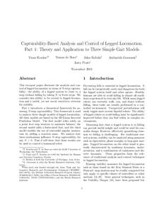 Capturability-Based Analysis and Control of Legged Locomotion, Part 1: Theory and Application to Three Simple Gait Models Twan Koolen∗† Tomas de Boer∗