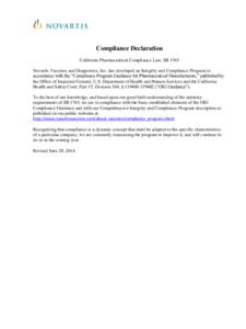 Novartis / Regulatory compliance / Vaccine / Biology / Pharmaceutical industry / Medicine / Frank E. Sheeder III / Office of Inspector General /  U.S. Department of Health and Human Services / United States Department of Health and Human Services / Inspector General