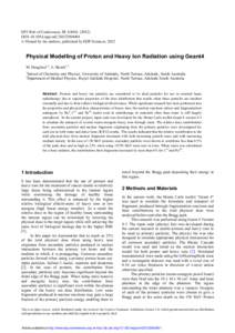 EPJ Web of Conferences 35, DOI: epjconf  C Owned by the authors, published by EDP Sciences, 2012  Physical Modelling of Proton and Heavy Ion Radiation using Geant4