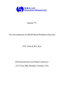 LIDAR / Robotic sensing / Hong Kong International Airport / Wind shear / Microburst / Meteorology / Atmospheric sciences / Wind