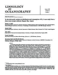 Glud, R.N., H. Stahl, P. Berg, F. Wenzhöfer, K. Oguri, H. Kitazato. In situ microscale variation in distribution and consumption of O<sub>2</sub>: A case study from a deep ocean margin sediment (Sagami Bay, 