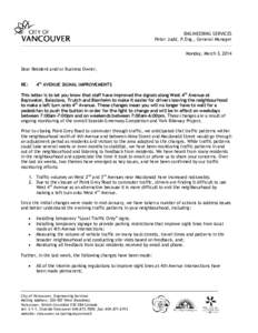 4th Avenue signal improvements: notification letter