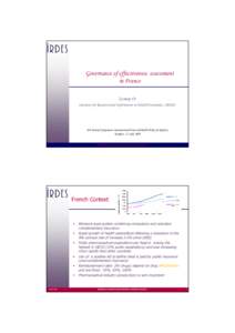 Governance of effectiveness assessment in France Zeynep Or Institute for Research and Information in Health Economics, IRDES  8th Annual Symposium International Network Health Policy & Reform,