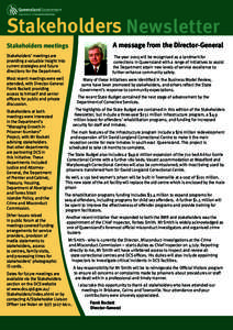 Stakeholders Newsletter Stakeholders meetings A message from the Director-General  Stakeholders meetings are