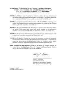 RESOLUTION TO APPROVE ACTIVE-SERVICE MODIFIED-DUTIES