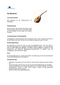 Die Mandoline Instrumentenfamilie Die Mandoline Metallsaiten  ist