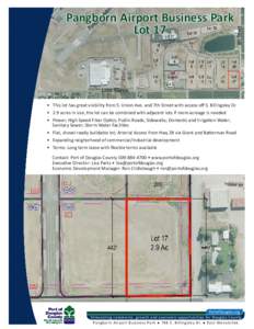 Pangborn Airport Business Park Lot 17 • This lot has great visibility from S. Union Ave. and 7th Street with access off S. Billingsley Dr. • 2.9 acres in size, the lot can be combined with adjacent lots if more acrea