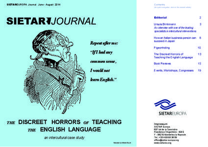 SIETAREUROPA Journal June - August[removed]Contents (for quick navigation, click on the desired article)