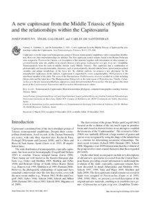 A new capitosaur from the Middle Triassic of Spain and the relationships within the Capitosauria JOSEP FORTUNY, ÀNGEL GALOBART, and CARLES DE SANTISTEBAN