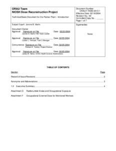 ORAU Team NIOSH Dose Reconstruction Project Technical Basis Document for the Pantex Plant – Introduction Subject Expert: Jerome B. Martin