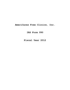 AmeriCares Free Clinics, Inc.  IRS Form 990 Fiscal Year 2012