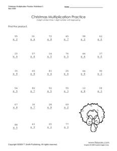 Christmas Multiplication Practice Worksheet 2