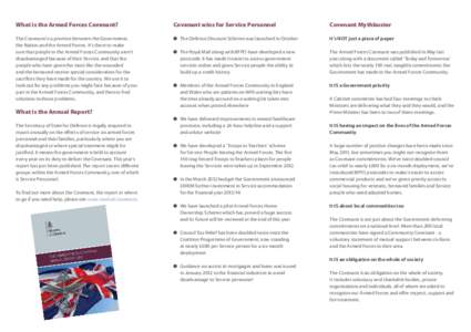 What is the Armed Forces Covenant?  Covenant wins for Service Personnel Covenant Mythbuster