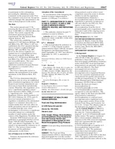 Federal Register / Vol. 63, No[removed]Thursday, July 30, [removed]Rules and Regulations to participate in this rulemaking proceeding by submitting written comments on the proposal to the FAA. No comments were received. Exc