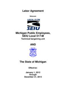 Labor Agreement Between Michigan Public Employees, SEIU Local 517-M Technical bargaining unit