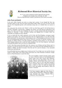 Richmond River Historical Society Inc. No. 573 in a series of historical articles prepared for the Society. Published in the Northern Star on October 28, 2008 Placed on Page Electorate website by permission of the Societ