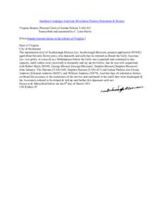 Southern Campaign American Revolution Pension Statements & Rosters Virginia Bounty-Warrant Claim of Joshua Perkins VAS1165 Transcribed and annotated by C. Leon Harris [From bounty-warrant claims in the Library of Virgini