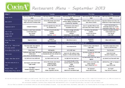 Microsoft Word - Cucina Restaurant Menus £1.20 pizza - September 2013