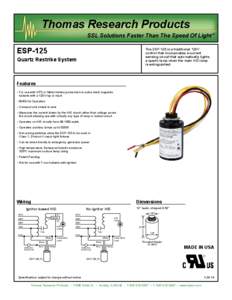 Thomas Research Products  SSL Solutions Faster Than The Speed Of Light ® ESP-125