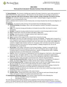 PORTLAND STATE UNIVERSITY HOUSINGCONTRACT TERMS & CONDITIONS PAGE 1 OFPORTLAND STATE UNIVERSITY HOUSING CONTRACT TERMS & CONDITIONS