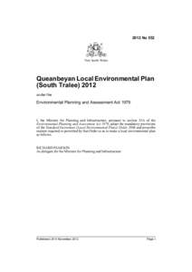 2012 No 552  New South Wales Queanbeyan Local Environmental Plan (South Tralee) 2012