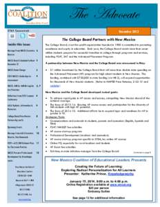 The Advocate S T AY Co nn e ct ed : DecemberThe College Board Partners with New Mexico