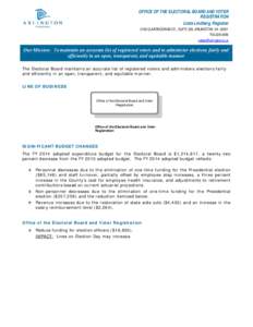 OFFICE OF THE ELECTORAL BOARD AND VOTER REGISTRATION Linda Lindberg, Registrar 2100 CLARENDON BLVD., SUITE 320, ARLINGTON, VA[removed]3456 [removed]