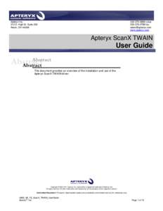 Apteryx Inc. 313 S. High St. Suite 200 Akron, OH0889 voicefax