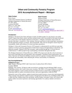 Urban and Community Forestry Program 2015 Accomplishment Report Michigan