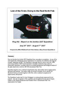 Last of the Firsts: Diving to the Real North Pole  Flag #42 - Report on the Arktika 2007 Expedition